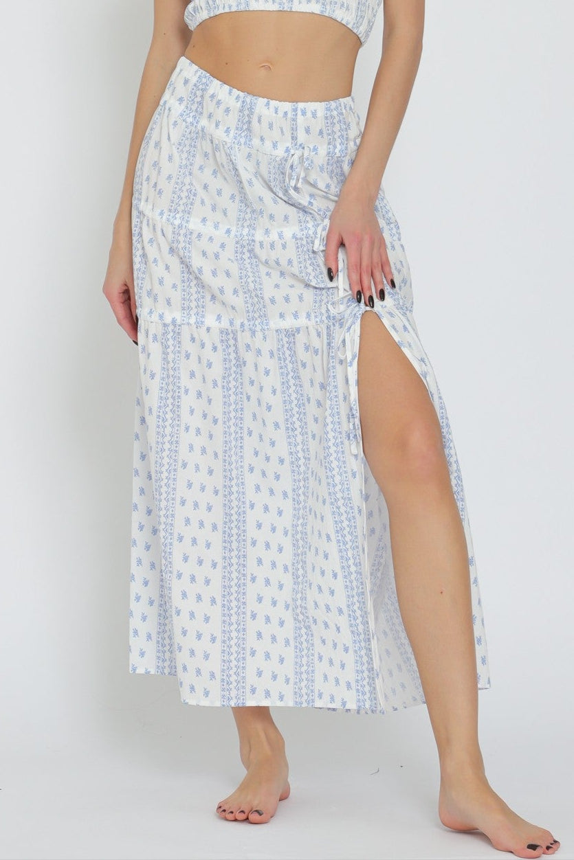 Country Floral Tiered Maxi Skirt