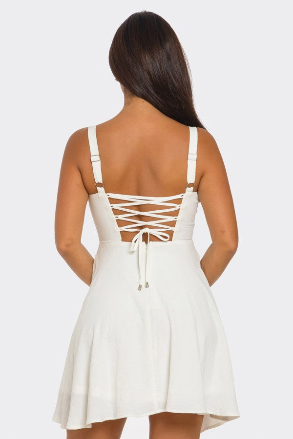Tie Front Lace Up Back Aline Dress