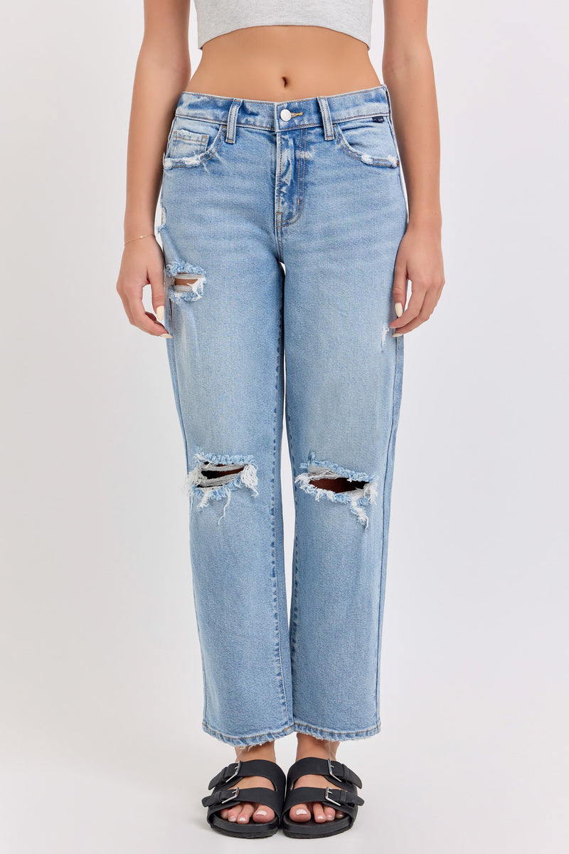 Mid Rise Baggy Dad Jean Light Wash