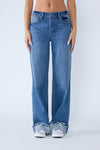 High Rise Baggy Cuffed Wide Leg Jean