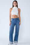 High Rise Baggy Cuffed Wide Leg Jean