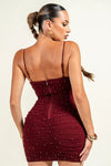 Pearl Ruch Mesh Bustier Mini Dress