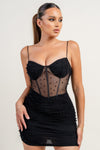 Pearl Ruch Mesh Bustier Mini Dress