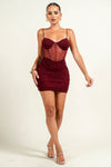Pearl Ruch Mesh Bustier Mini Dress