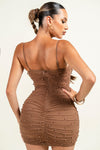 Pearl Ruch Mesh Bustier Mini Dress