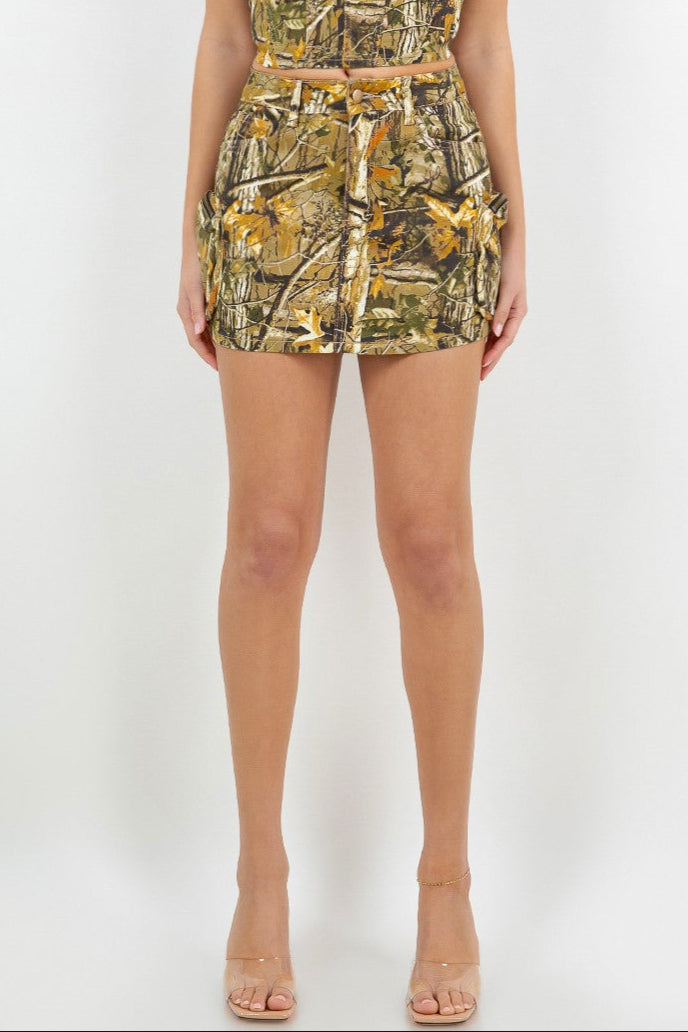 Tree Camo Denim Skirt