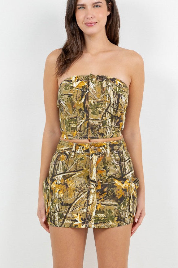 Tree Camo Denim Tube Top