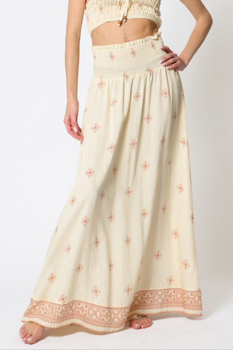 Aztec Smocked Maxi Skirt