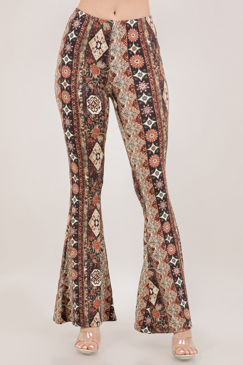 Boho Bandana Printed Flared Long Pants
