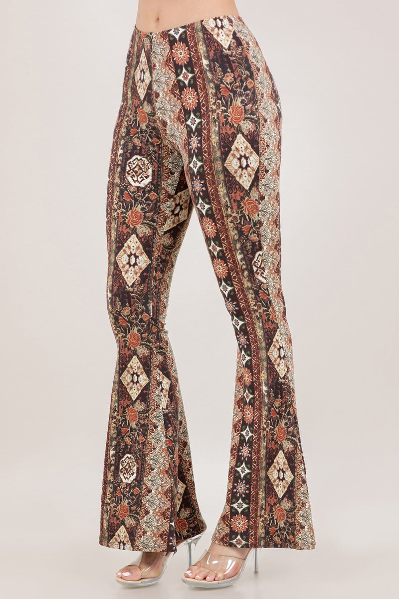Boho Bandana Printed Flared Long Pants