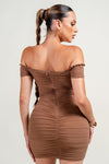 OffShldr Ruffle Sleeve Mesh Mini Dress
