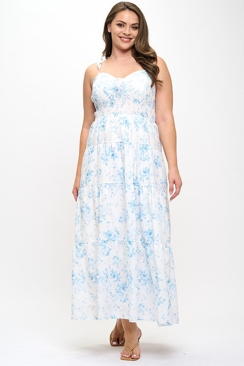 Tie Strap Floral Print Maxi Dress