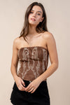 Suede Cowboy Stitch Lace Up Bustier