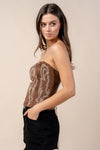 Suede Cowboy Stitch Lace Up Bustier