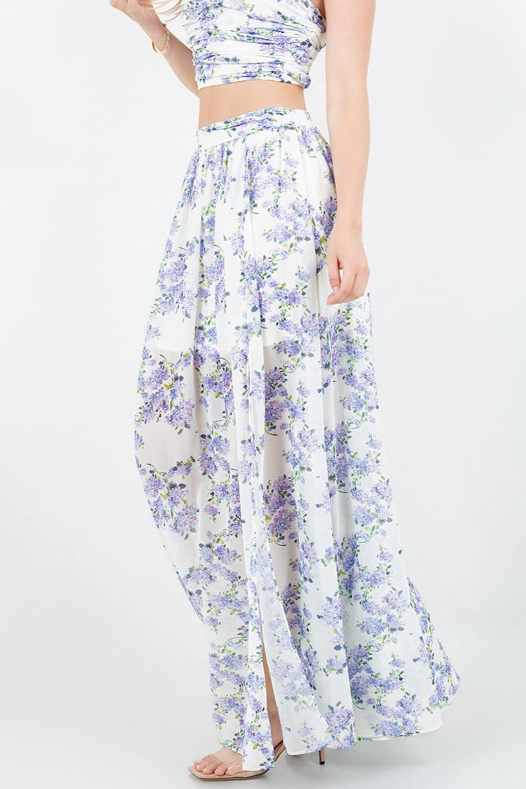Floral Chiffon Slit Maxi Skirt