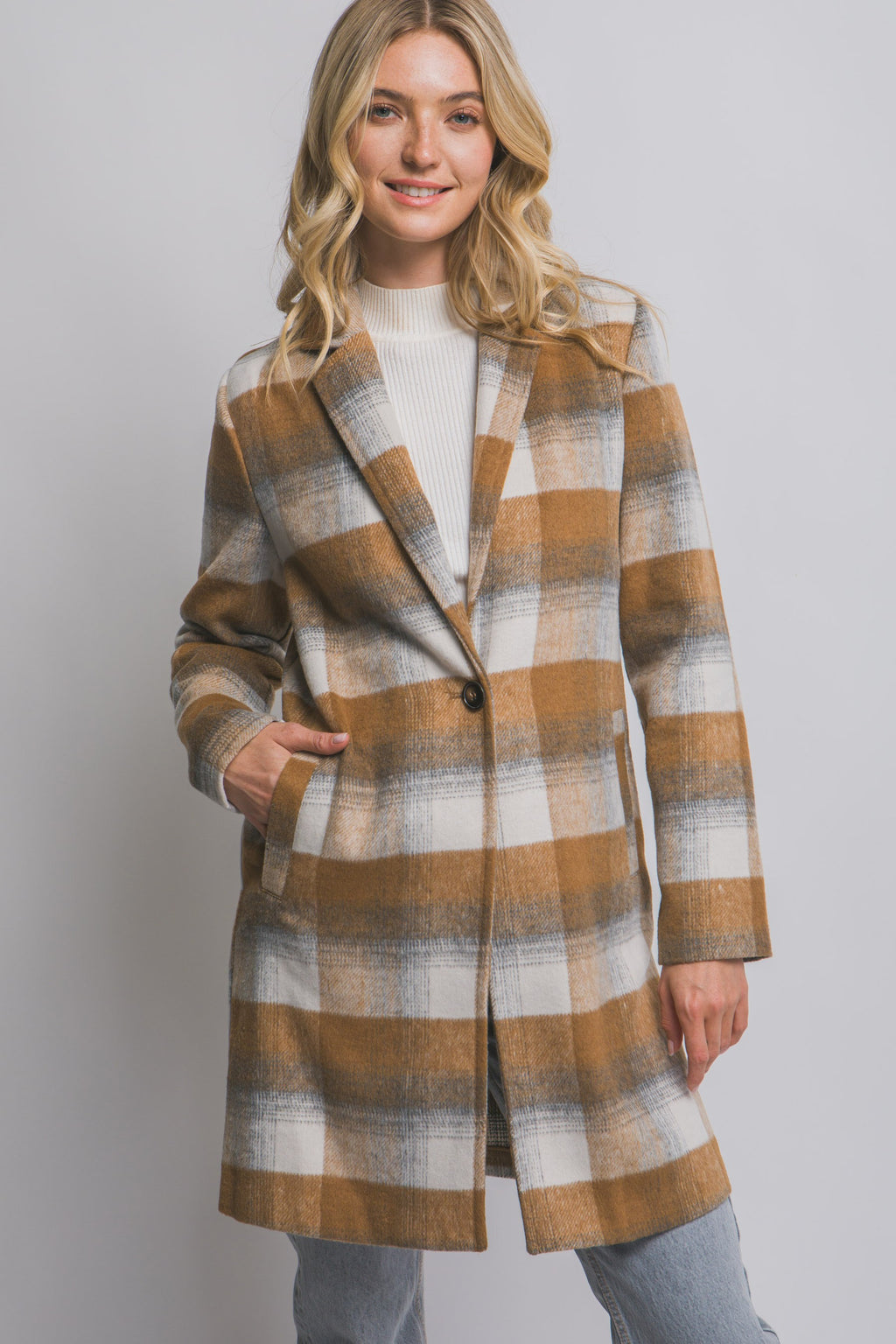 Long Line Plaid Coat