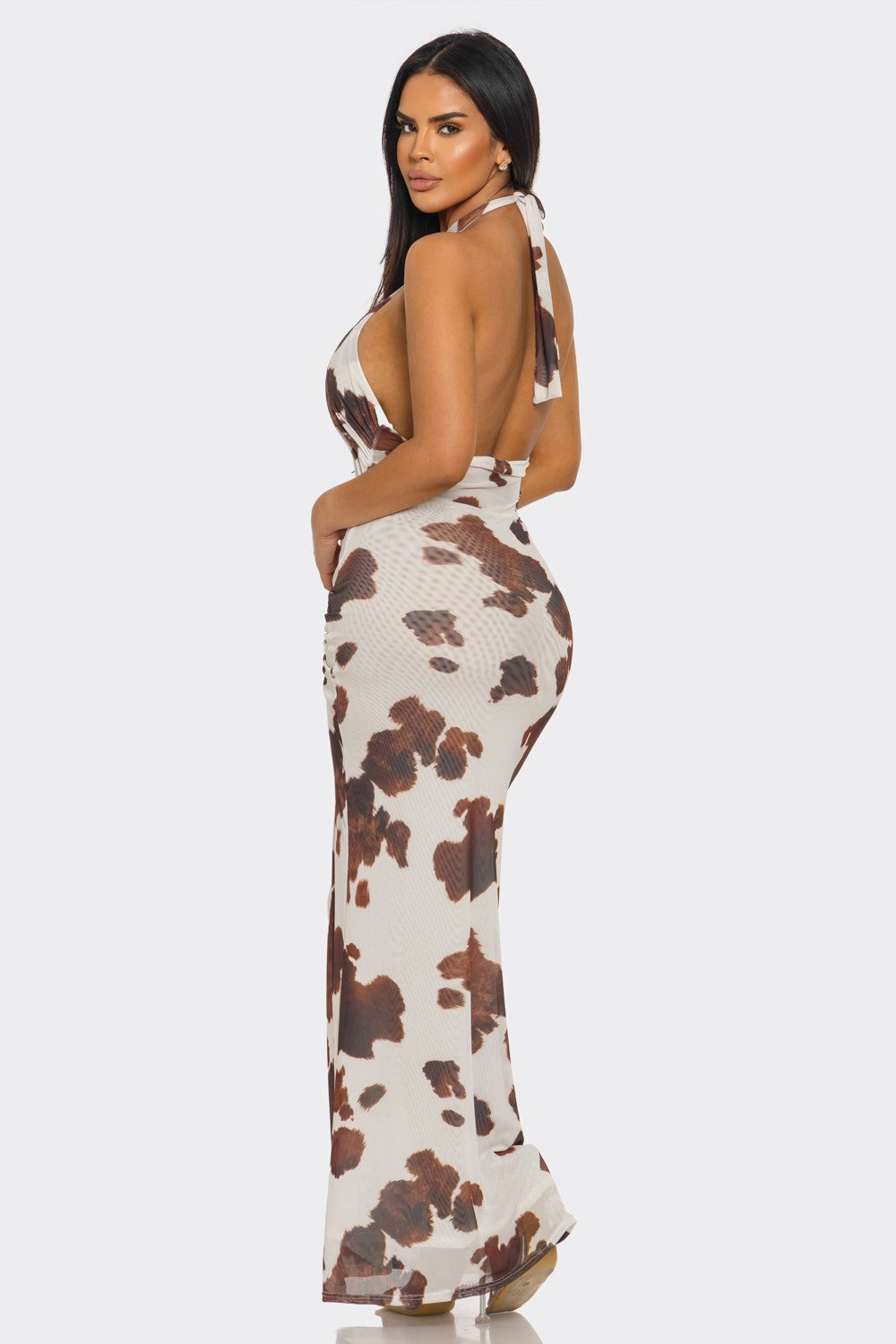 Cow Print Cut Out Maxi Dress Concept Apparel Cow Print Cut Out Maxi Dress Concept Apparel