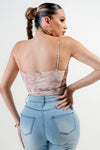 Floral Ruching Mesh Tank Bodysuit