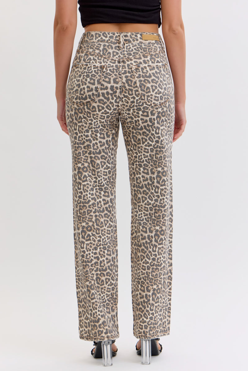 Super High Rise Dad Jean Leopard