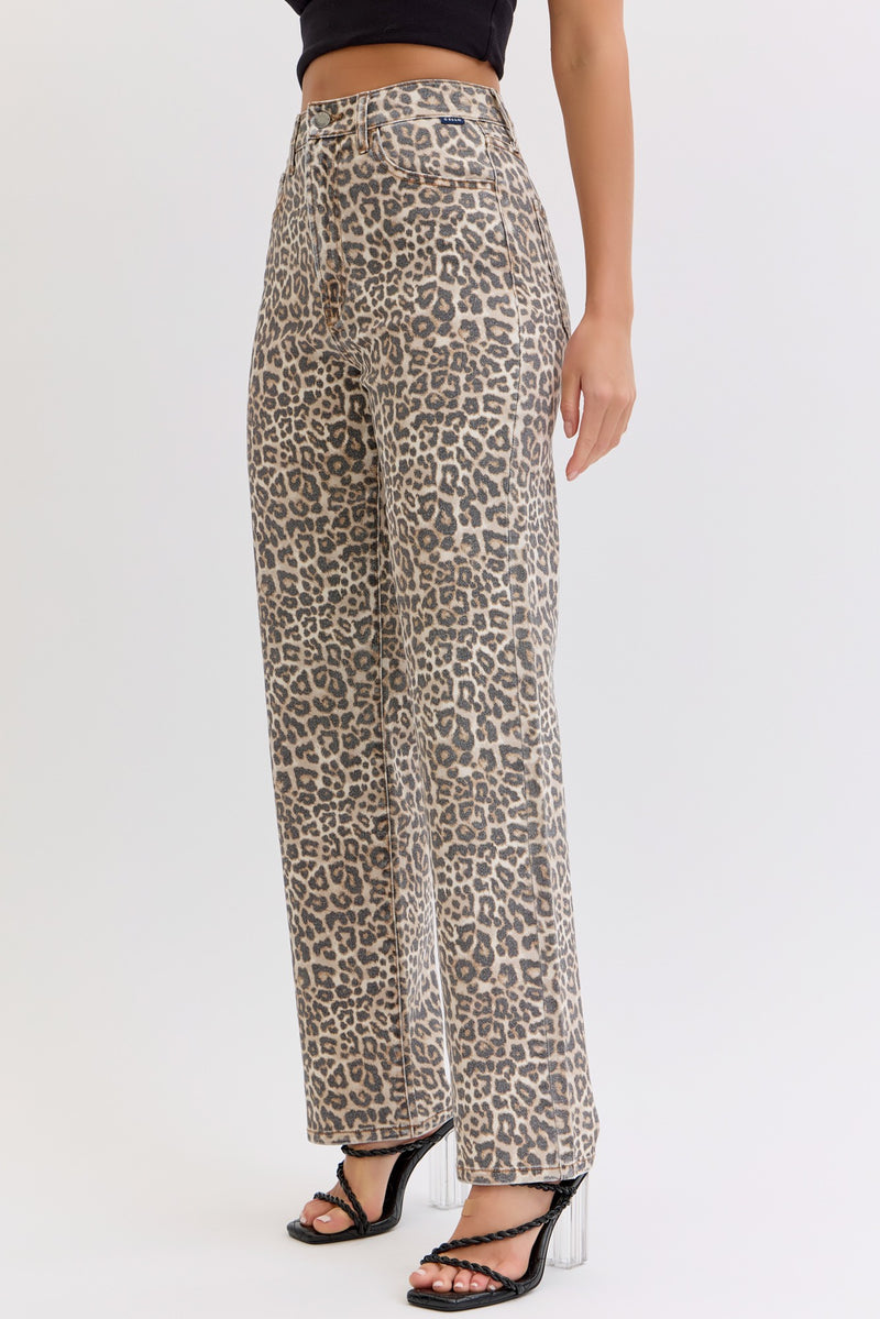 Super High Rise Dad Jean Leopard
