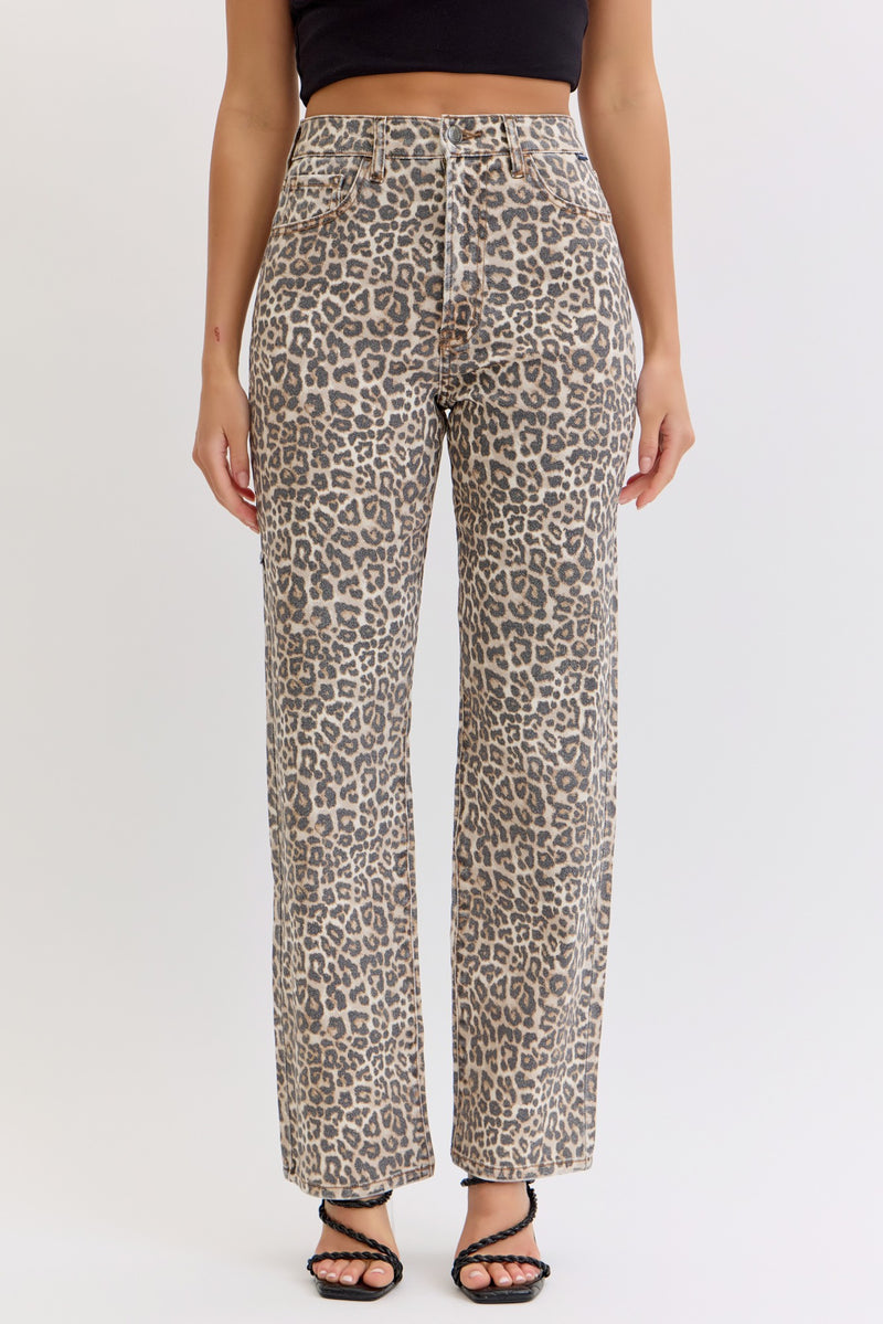 Super High Rise Dad Jean Leopard
