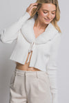 Collar Faux Fur Cardigan Sweater