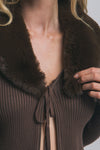 Collar Faux Fur Cardigan Sweater