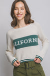 California Stripe Trim Knit Sweater