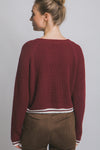 California Stripe Trim Knit Sweater