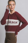 California Stripe Trim Knit Sweater