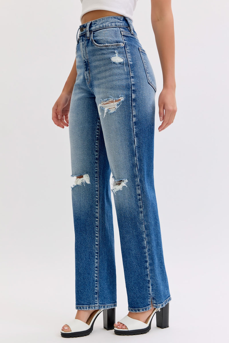 Super High Rise Dad Jean with Mini Slit