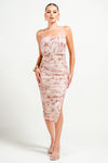 Floral Printed Mesh Square Neck Dress