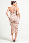 Floral Printed Mesh Square Neck Dress