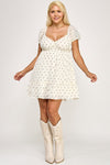 Floral Button V-Neck Puff Sleeve Dress