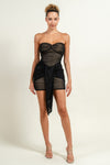 Glitter Mesh w/Sash Mini Tube Dress