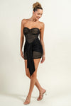 Glitter Mesh w/Sash Mini Tube Dress