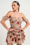 Bustier OffShldr Ruffle Mini Dress