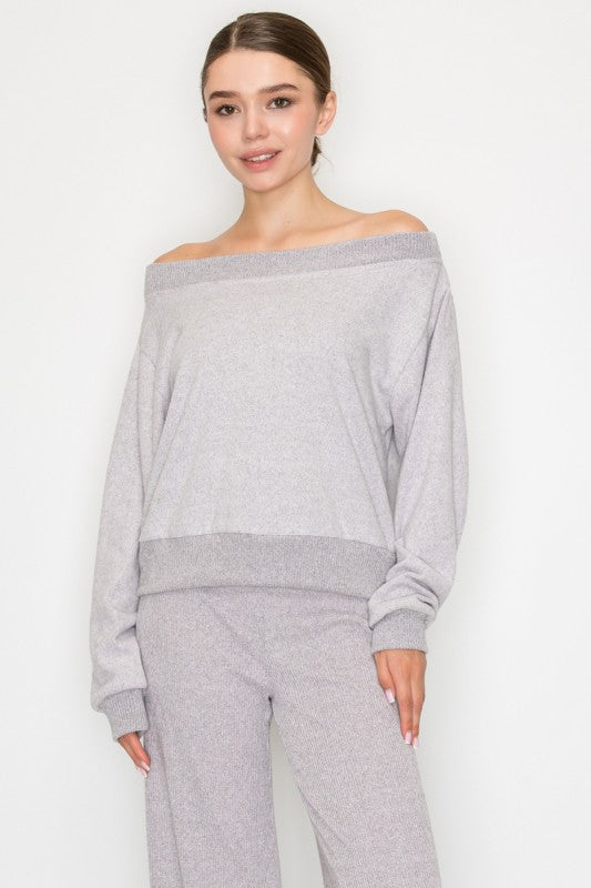 Soft Rib L/S Off Shoulder Top