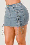 Side Lace-up Denim Mini Skirt