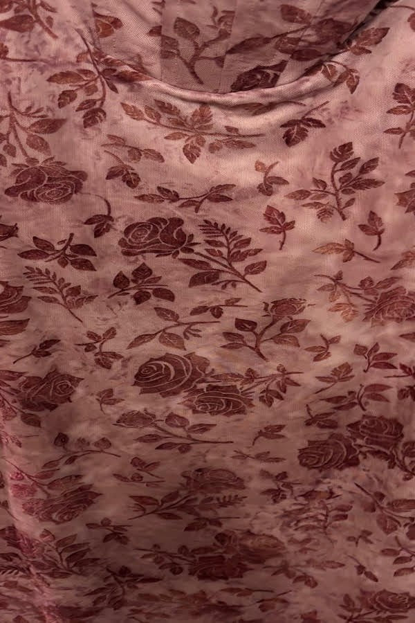 Flocked Floral Fitted Maxi Dress