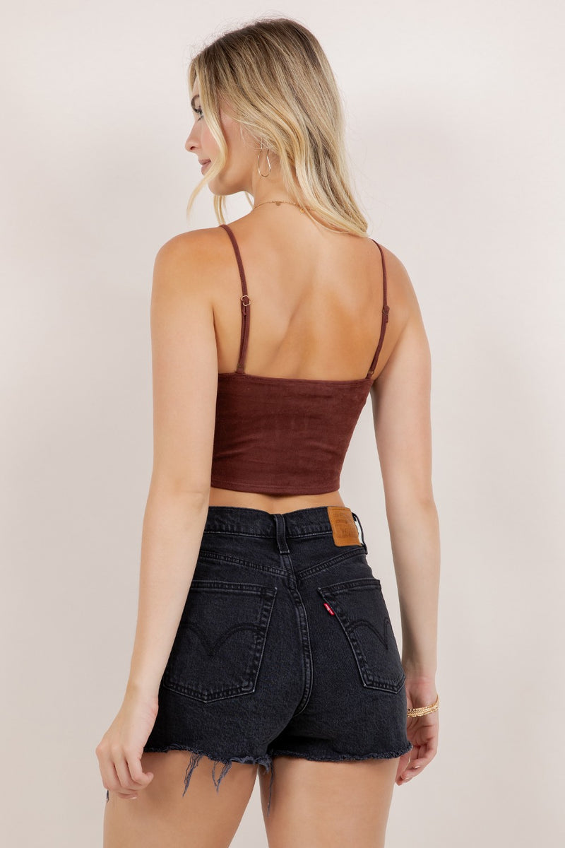 Suede Studs Detail Corset Top
