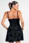 Bustier Flock Flower CowlNk Flare Dress