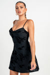 Bustier Flock Flower CowlNk Flare Dress