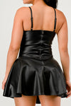 Flared Faux Leather A-Line Dress