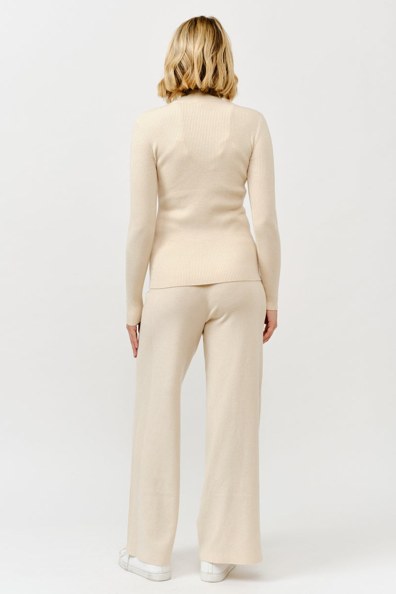 Ribbed Mock Neck Long Sleeve Sweater