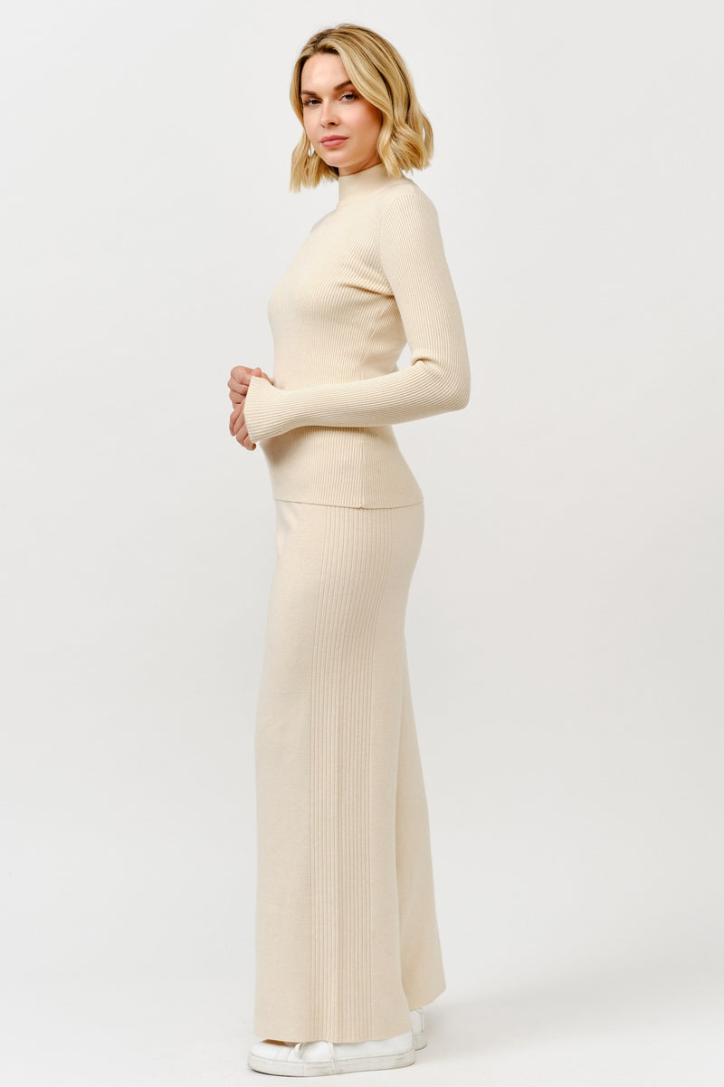 Ribbed Mock Neck Long Sleeve Sweater