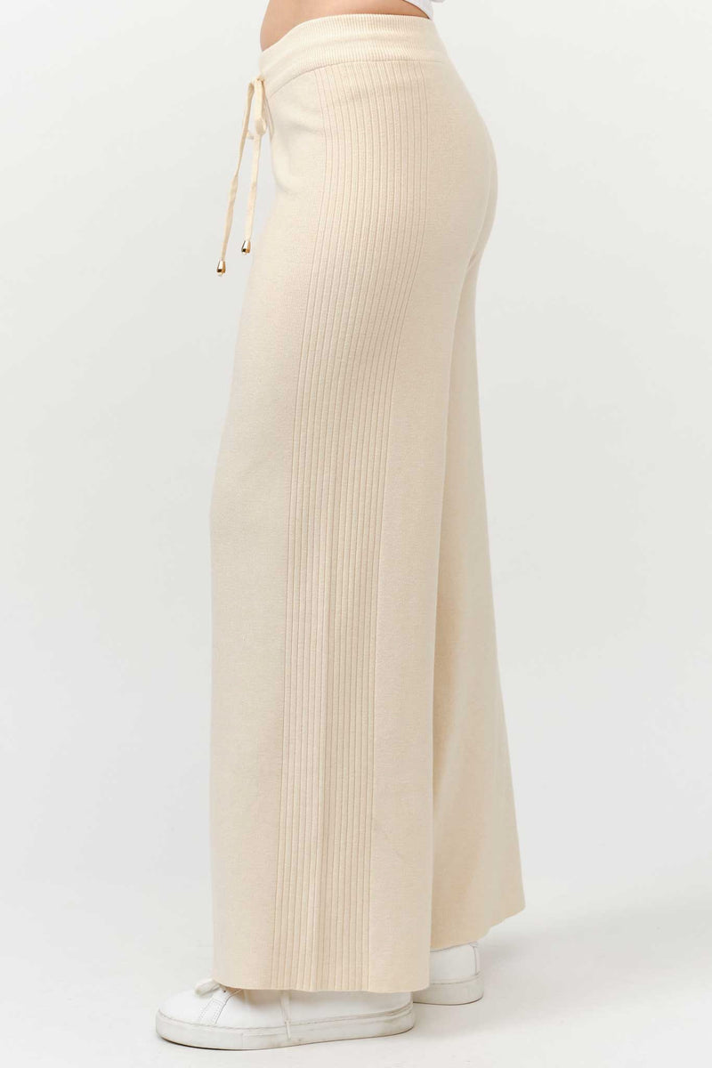 Wide Leg Drawstring Sweater Pant
