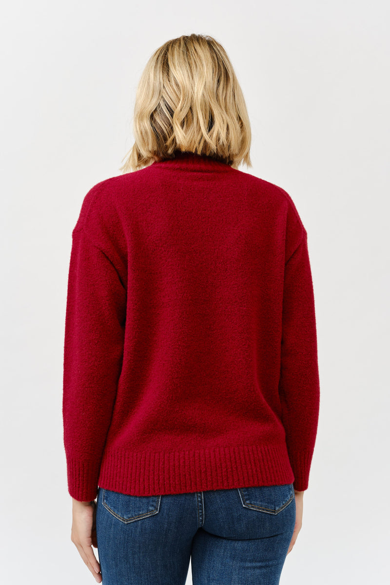 High Neck Rib Trim L/S Sweater