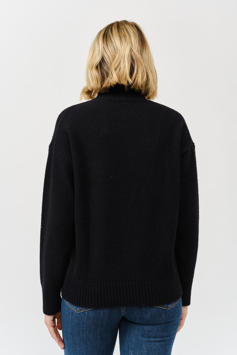 High Neck Rib Trim L/S Sweater