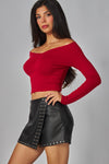Fine Ribbed Off Shoulder L/S Tee